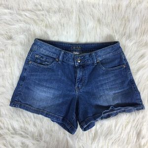 Cache Denim Jean Shorts Embroidered Details